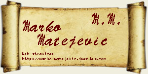 Marko Matejević vizit kartica